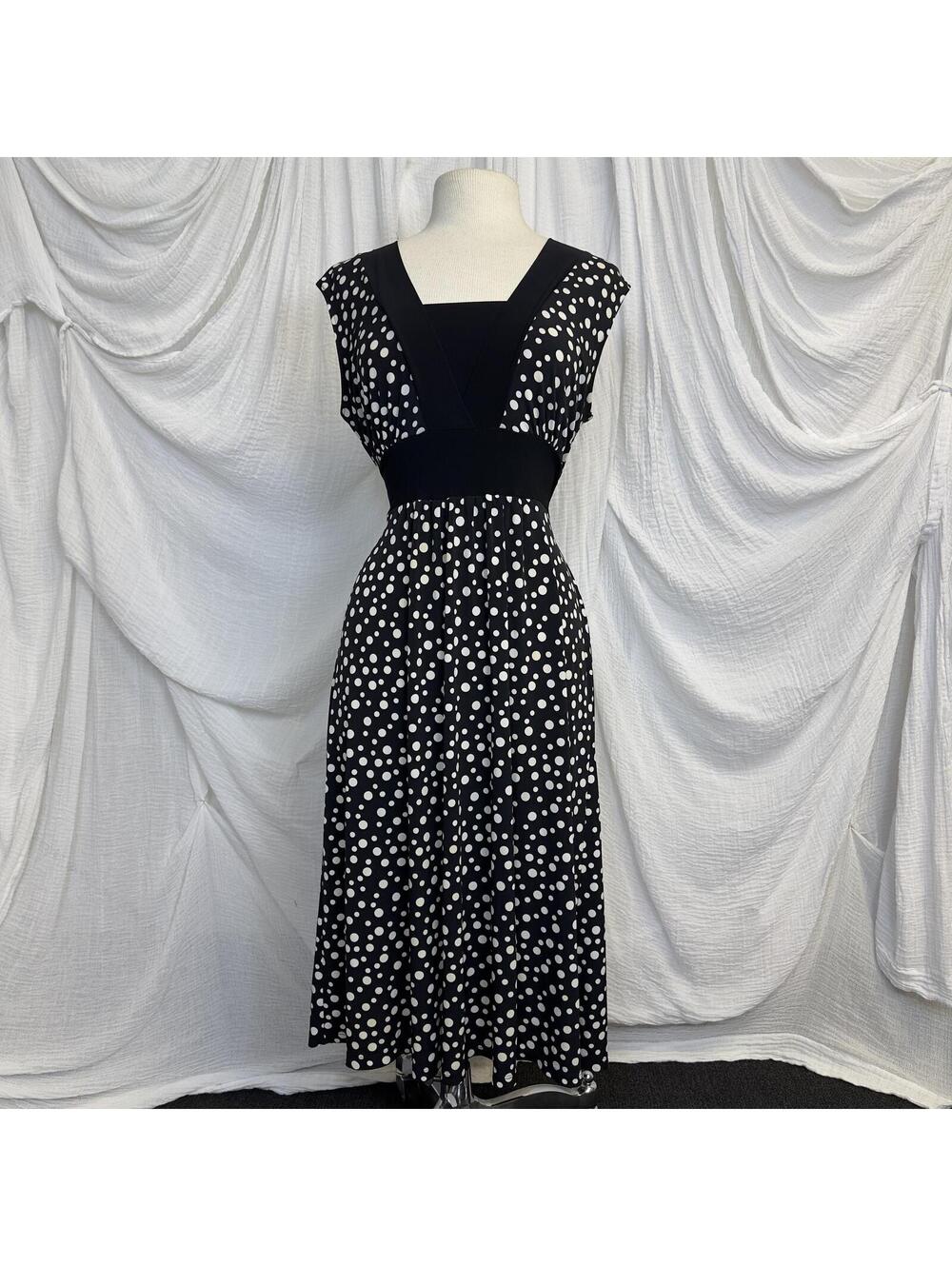 Vintage Y2k Minimalist Black and White Polka Dot Dress